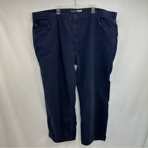 Men’s Carhartt FR Cat 2 2112 Blue Cargo Work Pants Size 54x30 Flame Resistant - Picture 2 of 12